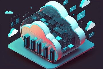 Data cloud isometric virtual storage server cyber