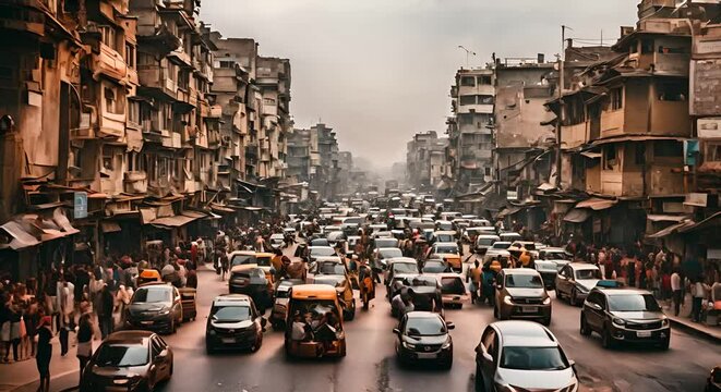 Busy city in India.