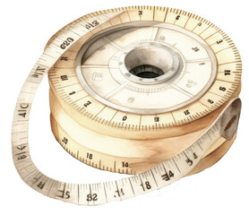 Vintage measuring tape watercolor illustration