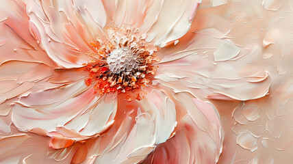 A delicate flower of pastel peach color, painted with paint. An illustration in a picturesque style.