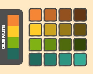 Coral gold olivedrab darkslategray color palette, colour matching, rgb colors, harmonious colours catalog