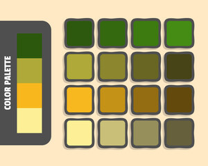 Darkgreen yellowgreen goldenrod khaki color palette, colour matching, rgb colors, harmonious colours catalog