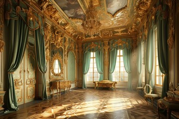 Opulent Baroque interior. Royal house luxury. Generate Ai