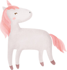 watercolor cute unicorn side view in pastel color , kawaii unicorn set