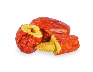 dried red chinese jujube isolated on the white background