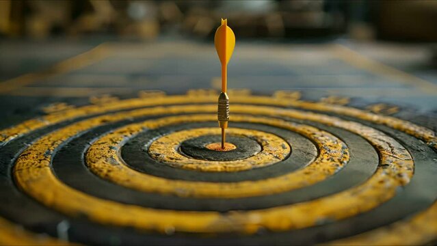 Success in real estate marketing, arrow on bullseye, effective strategy and goal accomplishment