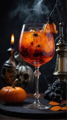 Halloween Cocktail. Creative presentation at the holiday.