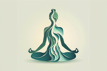 An abstract figure in meditation pose with a world-heart theme, exuding peace and health.