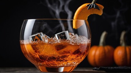 Halloween Cocktail. Creative presentation at the holiday.