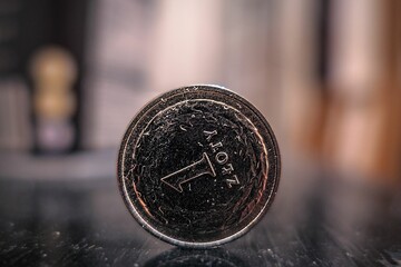 Closeup shot of a zloty coin