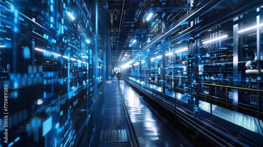 Poster The concept of smart industries. Automation and data exchange in manufacturing...
