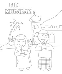 eid mubarak coloring page for kids and adult