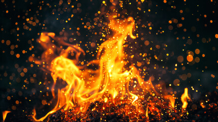 Fire concept, isolated blazing holi, dark background