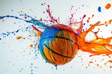 Vibrant Basketball ball colorful. Play competition. Generate Ai - obrazy, fototapety, plakaty