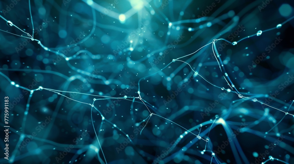 Poster Biological neural network, also known as a neural network. Interconnection of neurons. Artificial intelligence.