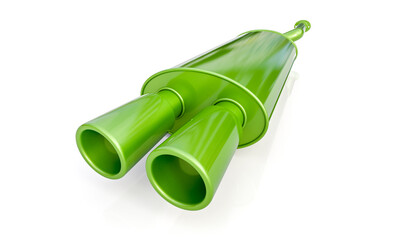 3d image of a green car muffler, green car concept.