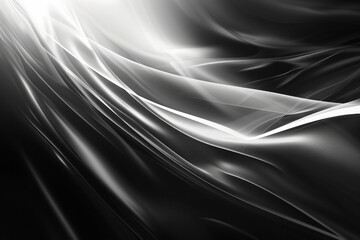 An abstract black and white background with flowing curvy lines