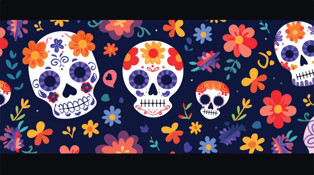 Sugar skull. Seamless pattern with Day of the Dead