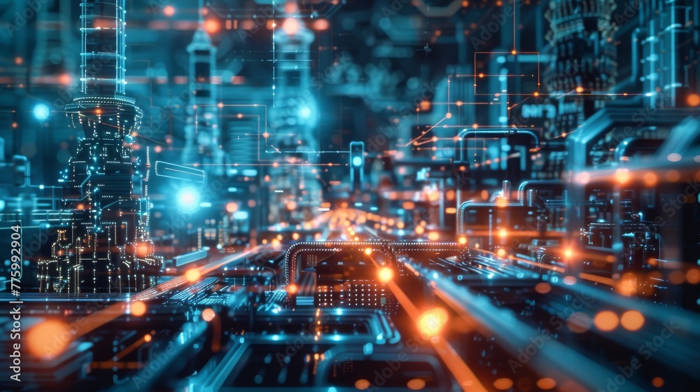 Poster Automated manufacturing technologies. Data exchange and automation in the manufacturing sector.