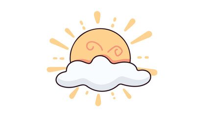 Sun and clouds icon. Weather pictogram on the white