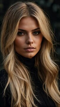 beautiful european woman with long blonde hair
