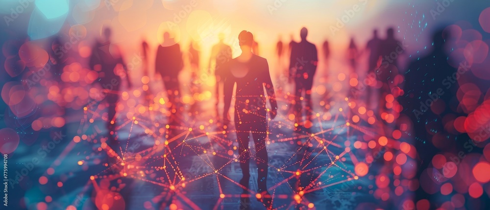 Poster Concept of group communication networks. Human resources. Social media.