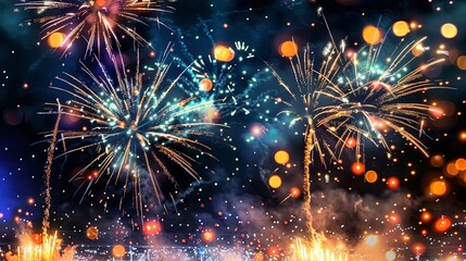 Fireworks finale at Olympic stadium. Generated AI. 