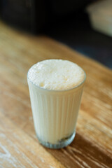 Delicious White Smoothie made from Milk and Yoghurt with copy space for text input