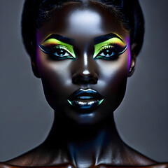 Captivating Beauty: Stunning Black Women Portrayed Against Elegant Black Background(Generative AI)