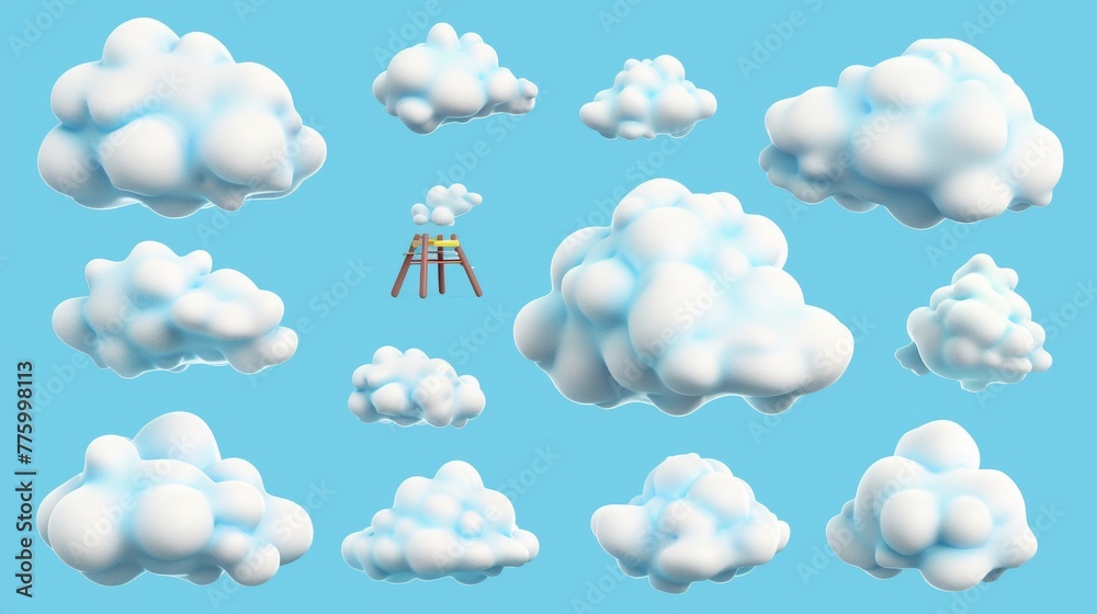 Aufkleber modern set of clouds. realistic 3d renders