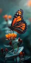 Monarch Butterfly Landing on a Flower