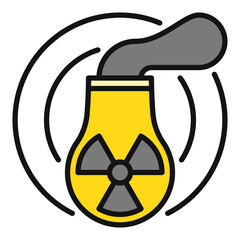 Radiation Nuclear Power Plant with Smoke vector Reactor colored icon or symbol