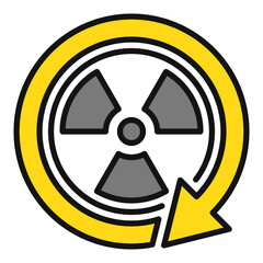 Radiation sign inside Arrow vector Danger Zone colored round icon or design element
