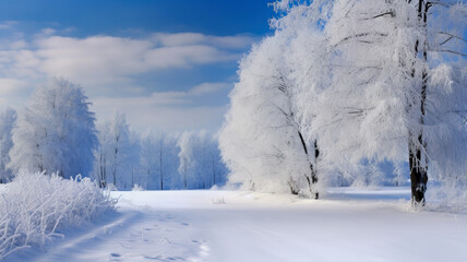 Winter scene after snowfall - 775999361