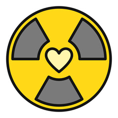 Radiation symbol with Heart vector Radioactive colored icon or sign