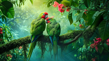 Phosphorescent parrots in Jungle - 775999391