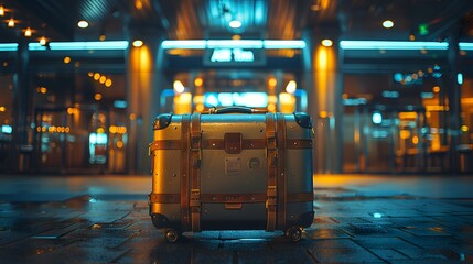 functionality of a modern carry-on suitcase, neatly packed and ready for adventure, against the backdrop of a minimalist airport terminal, in cinematic 8k resolution.