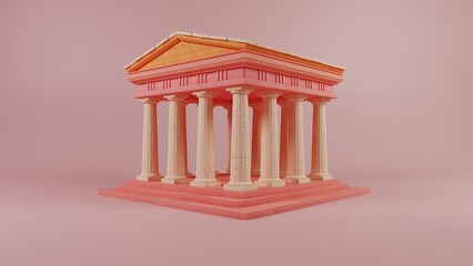 Fototapeta premium Sunset Hues on Classical Facade: A Modern Twist on Antiquity