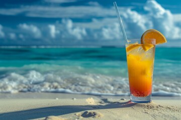 Refreshing Beach cocktail ocean. Mexico drink celebration. Generate AI