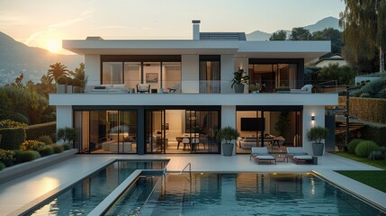 Fototapeta premium Villa family. Generative AI.