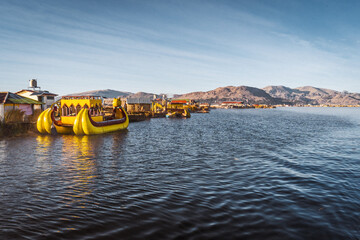 floating village uros on lake titicaca