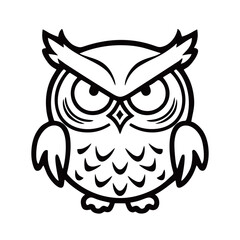 Printsimple logo icon owl flat art style art. drawing Elegant minimalist style,abstract style Illustration