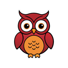 Printsimple logo icon owl flat art style art. drawing Elegant minimalist style,abstract style Illustration