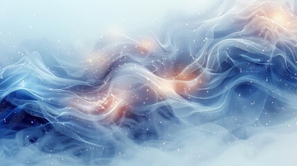 An abstract light effect blowing from an air conditioner, air purifier, and humidifier for cooling. A dynamic blurred motion of the stream with snowflakes. - obrazy, fototapety, plakaty