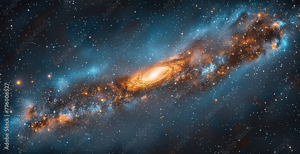 Poster the panoramic view of the galaxy in space. generative ai.