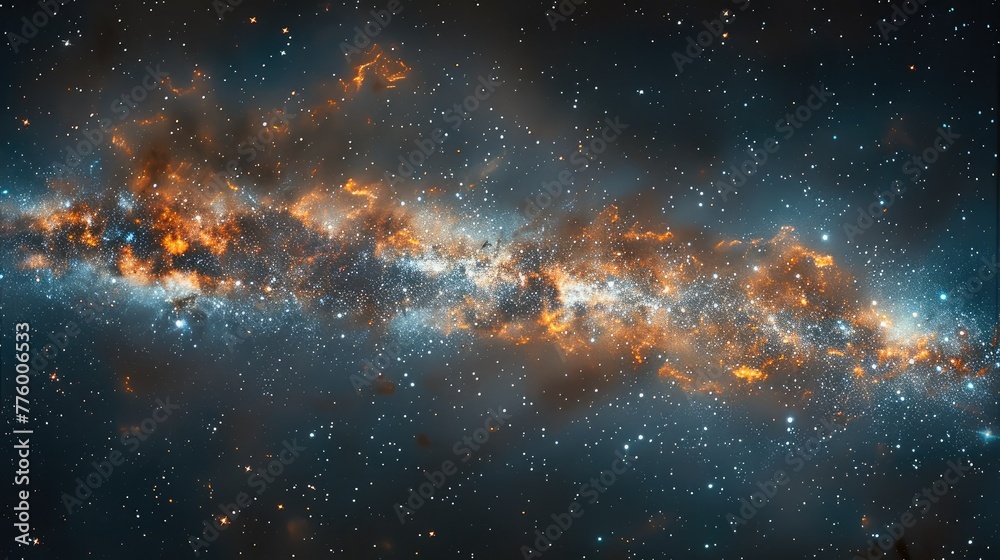 Poster The panoramic view of the Galaxy in space. Generative AI.