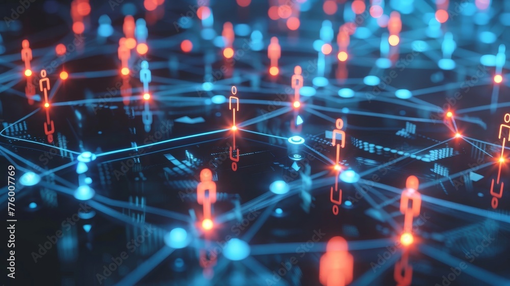 Aufkleber a concept of a group of people and a communication network. social media. human resources.