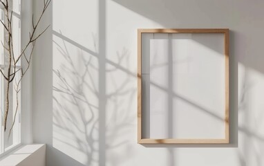 Soft natural light filters through a window, casting intricate shadows across a simple wooden frame, creating an ever-changing, mesmerizing display of light and form.