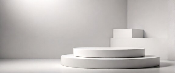 white podium for display product. Background for cosmetic product branding, identity and packaging inspiration