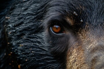 Intense Bear eye closeup wildlife. Summer animal. Generate Ai